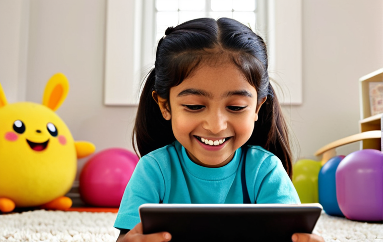 콩순이 애니메이션의 교육 효과 - Image Prompt 1: Joyful Learning and Language Acquisition**