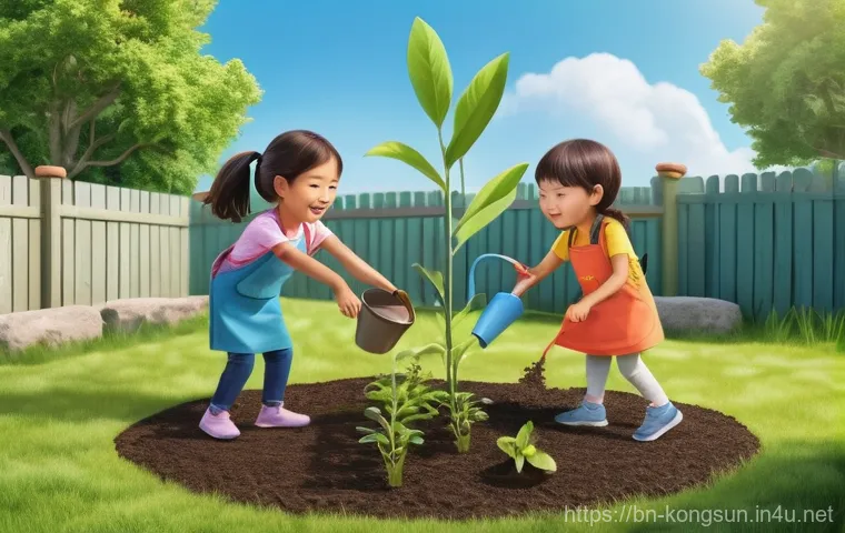 콩순이 애니메이션의 제작 목표 - **Prompt:** An imaginative and whimsical animated image of Kongsuni and two of her friends in a brig...