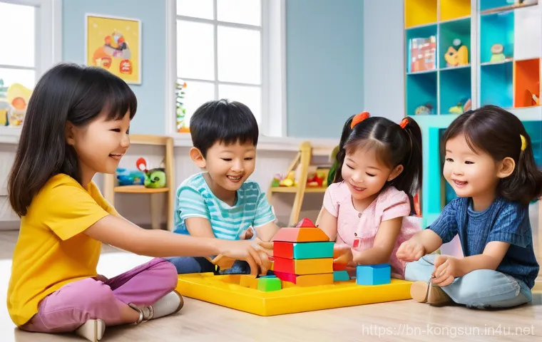 콩순이 스토리 전개 - **Prompt 1: Friendship, Cooperation, and Playtime**
A vibrant, heartwarming scene featuring a ch...