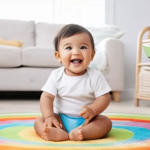 Home 16 콩순이와 언박싱 콘텐츠 - **Prompt:** A cheerful, innocent toddler, around 2-3 years old, with bright, sparkling eyes, is sitt...