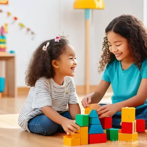 Home 14 콩순이 에피소드 주제별 정리 - **Prompt:** A vibrant and cheerful scene in a sunny children's playroom, featuring Kong Suni, a happ...